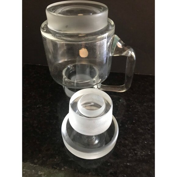 Vtg 1960's Etched Clear Crystal Vinegar Oil Cruet Made in Romania - Picture 9 of 10